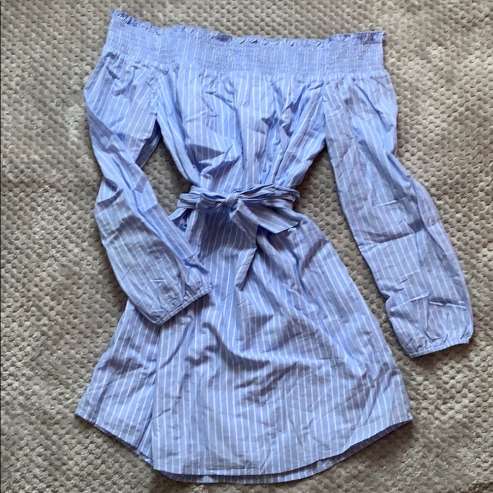 Express off the shoulder tie waist dress